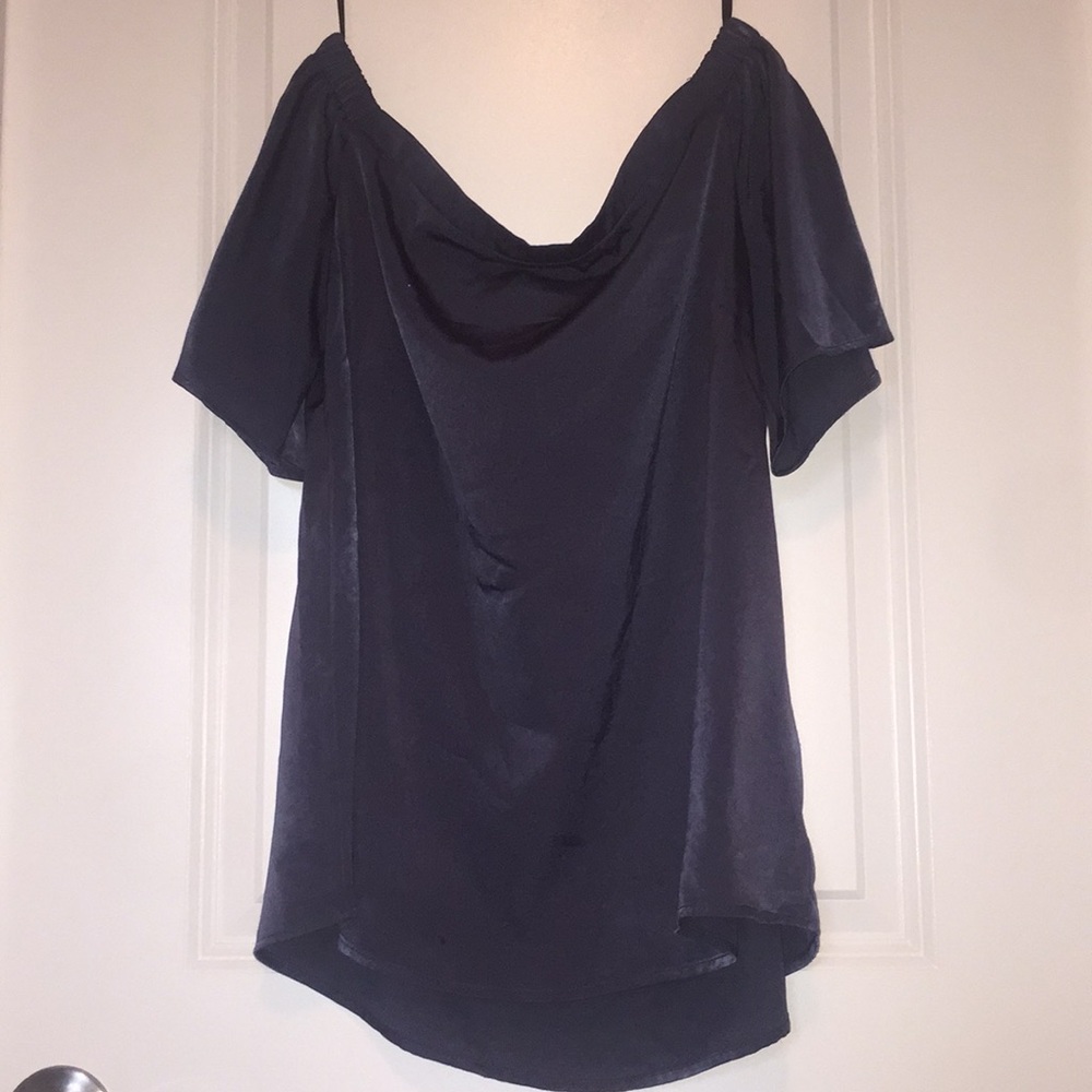 XL Navy Off the Shoulder Blouse